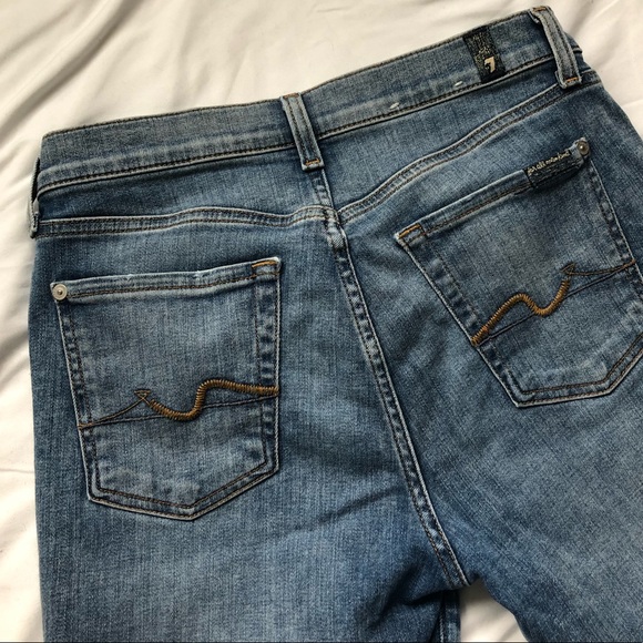 7 for all mankind Josefina skinny boyfriend ankle cropped distressed jeans 26 - Picture 5 of 5